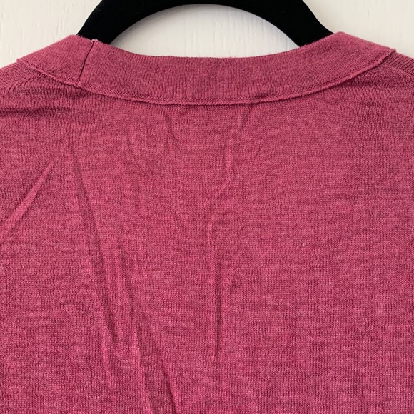 NWT LOFT V-Neck Button Front Long Sleeves Fuchsia Knit Cardigan Sweater Size SP - Picture 10 of 16